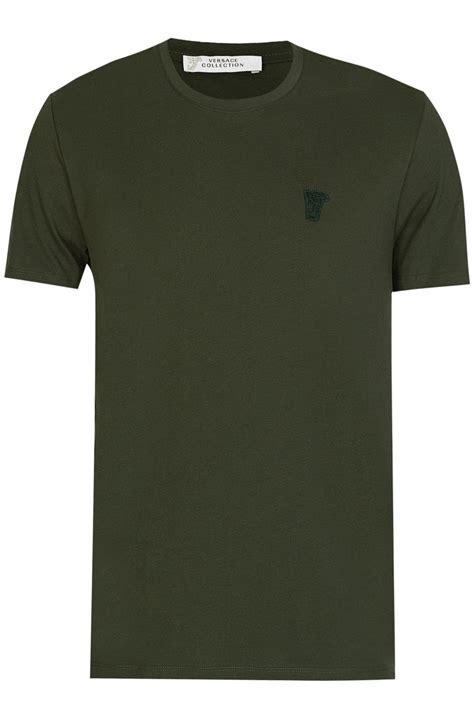 versace collection t shirt herren khaki|Versace collection t shirt medusa.